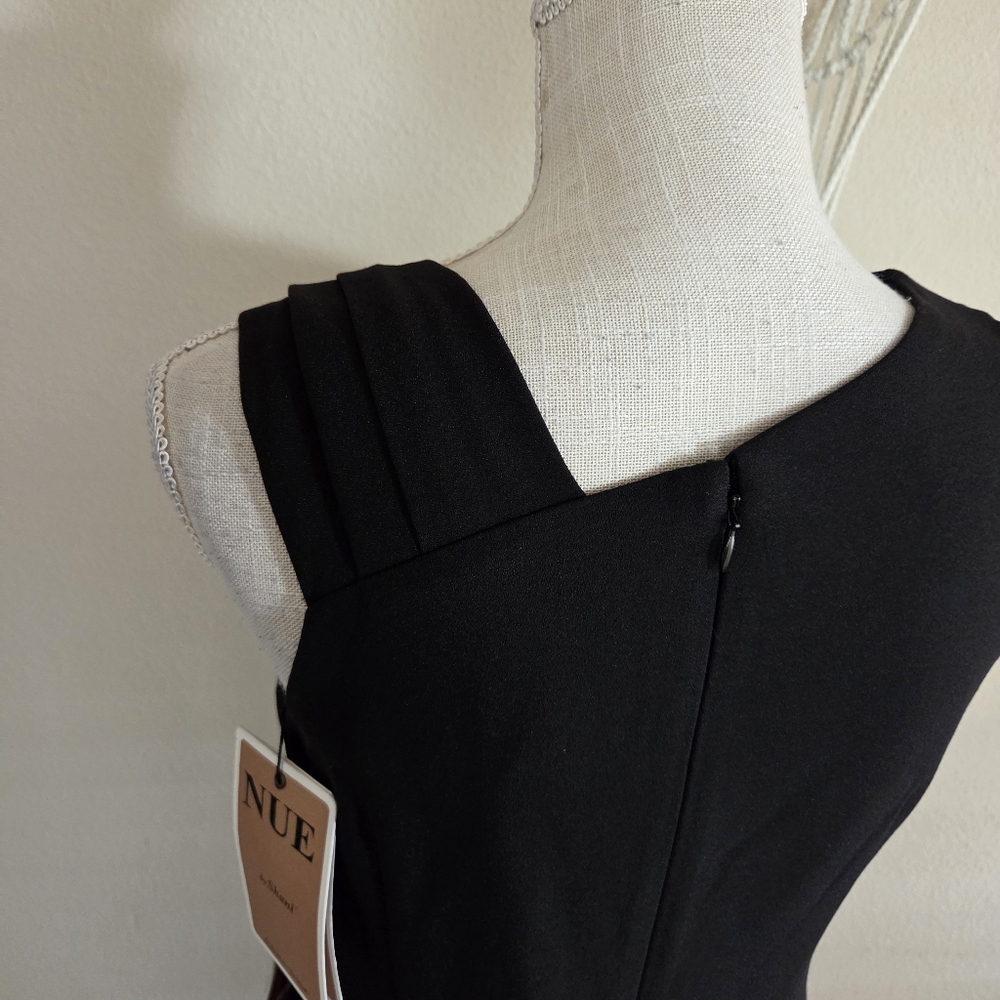 Nue By Shani Black Asymmetrical Sheath Mini Dress Size 6 NWT $290 Embelished - Picture 6 of 13